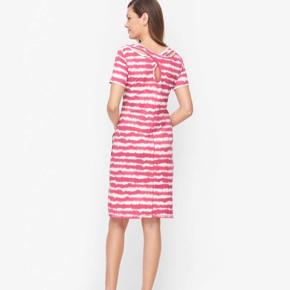 Talbots Pink Wavy Tie Dye Crossback Dress Coastal Grandma Summer Y2K festival